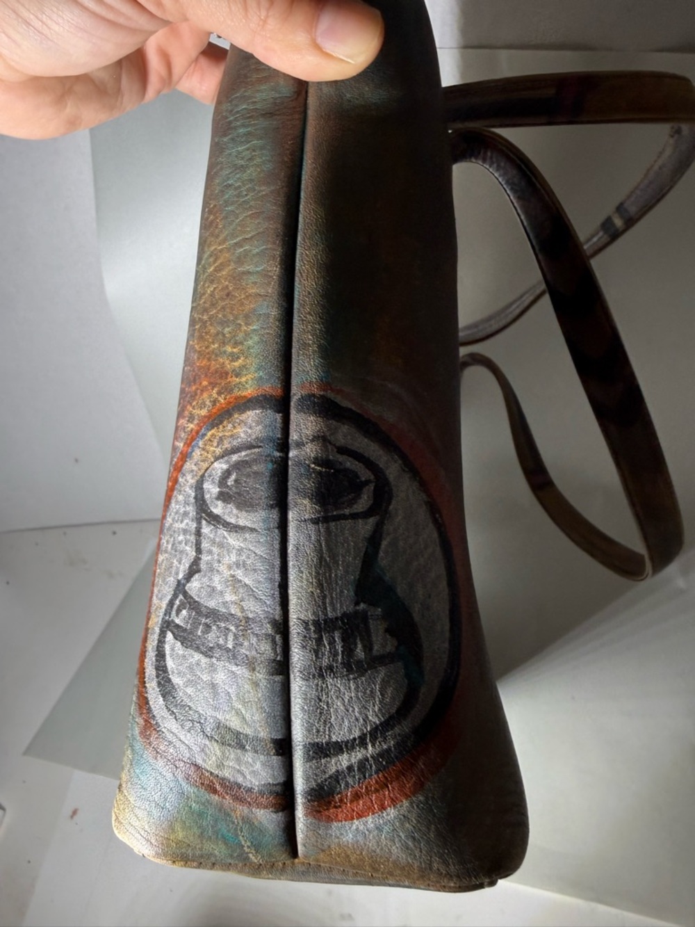Jane Yoo wearable art leather hand painted purse - Picture 6 of 8